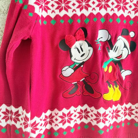 Disney Store Japan Mickey Minnie Christmas Sweater Fair Isle Womens L Tokoyo - Picture 2 of 8